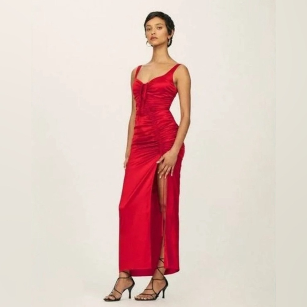 Reformation collection Smithfield red cherry ruffled dress